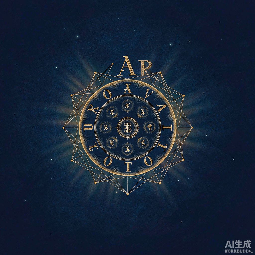 A hand-drawn astrological birth chart wheel in gold line-work